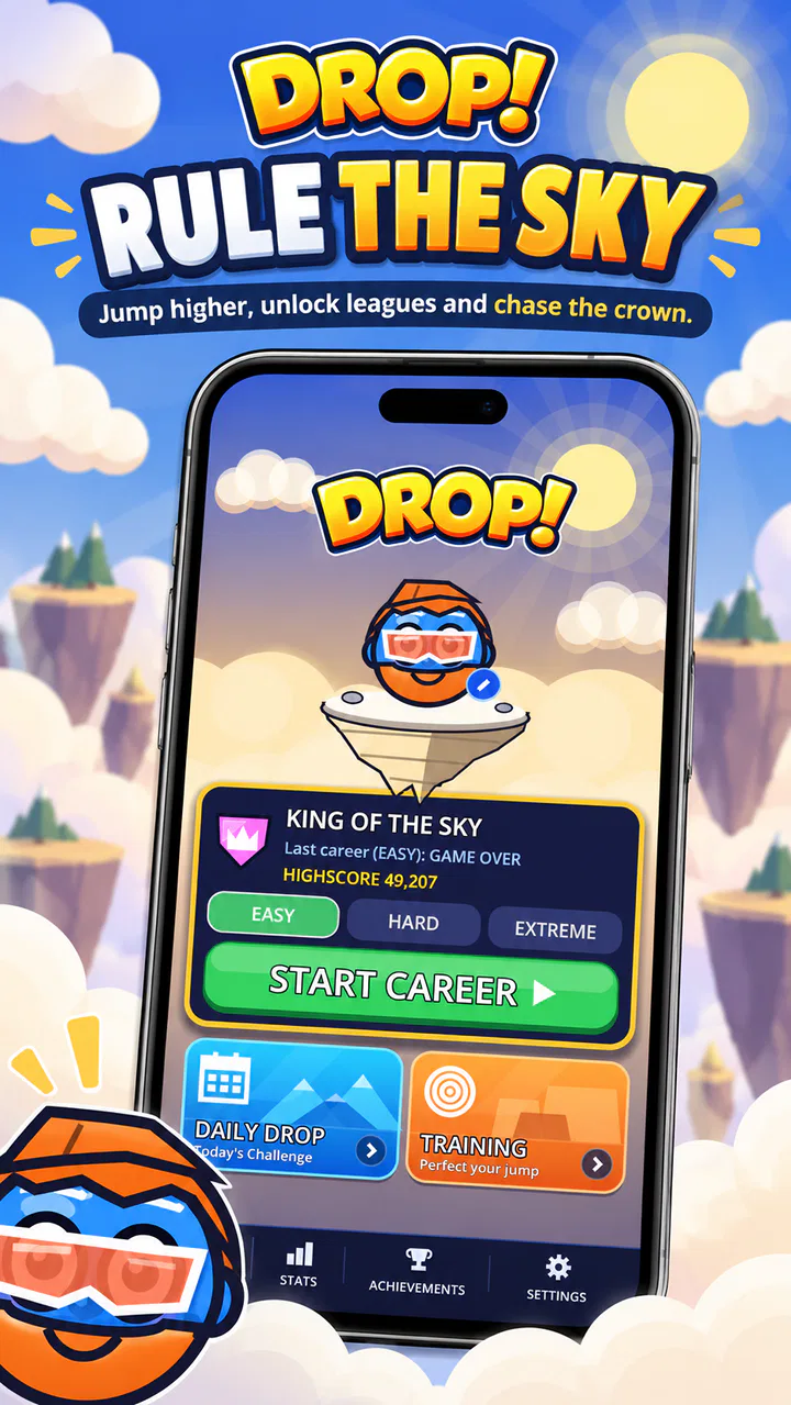 Main menu: start your career, Daily Drop and Training
